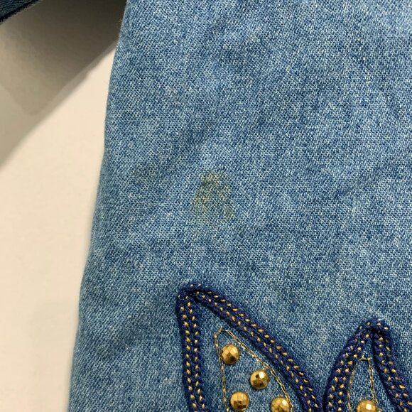 VINTAGE MONIQUE FASHIONS EMBROIDERY STUDS DENIM SHIRT JACKETS SIZE 8 - Picture 6 of 8